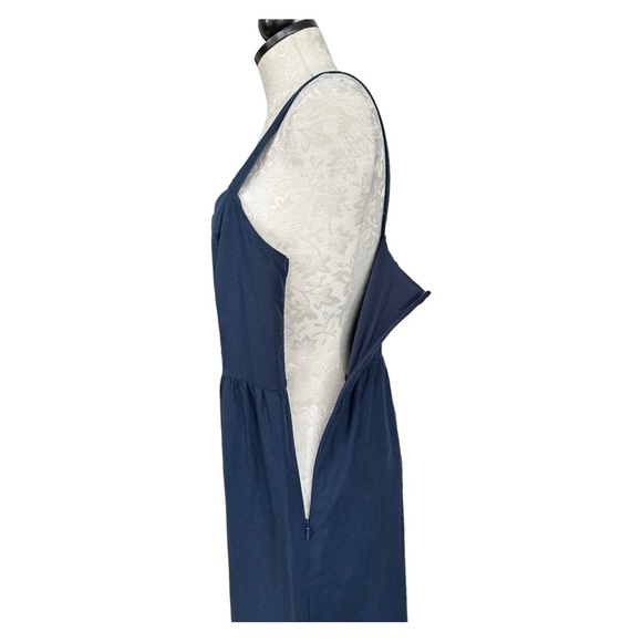 Frank and Oak Navy Blue Button Down Ruffle Sun Dress Sleeveless Size Medium - Picture 7 of 15